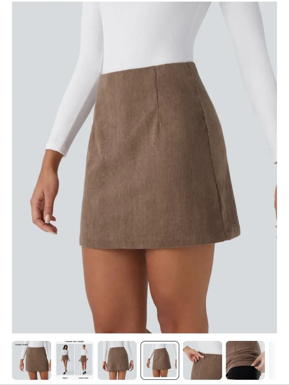 Halara High Waisted 2-in-1 A Line Mini Corduroy Casual Skirt Sz M New